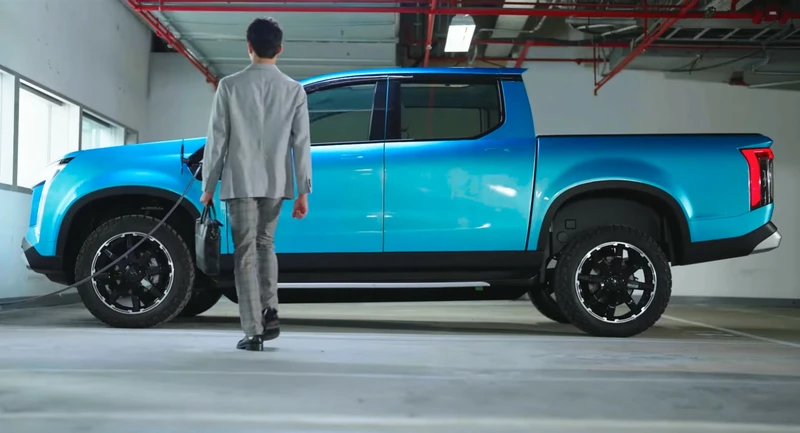 Foxconn's EV brand previews Model V electric pickup truck and Model B compact hatch.