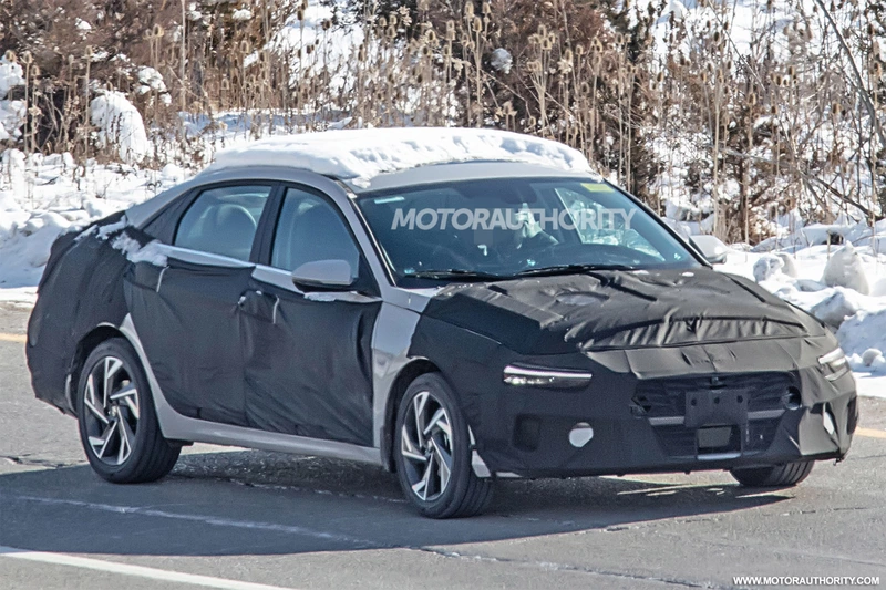 Spy shots of the 2024 Hyundai Elantra.