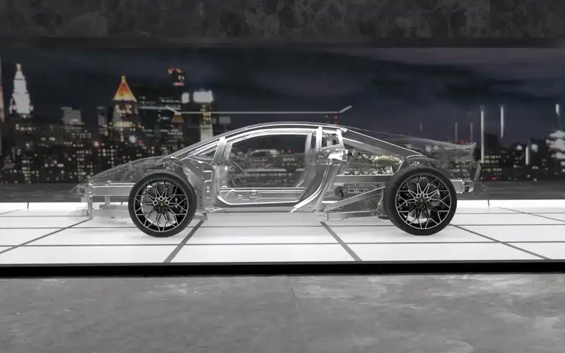 The chassis of the Lamborghini Temerario consists of half the structural components of the Huracan